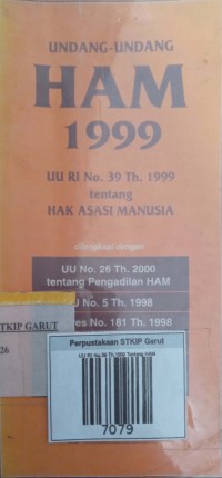 Image of UU RI No.39 Th.1999 Tentang HAM